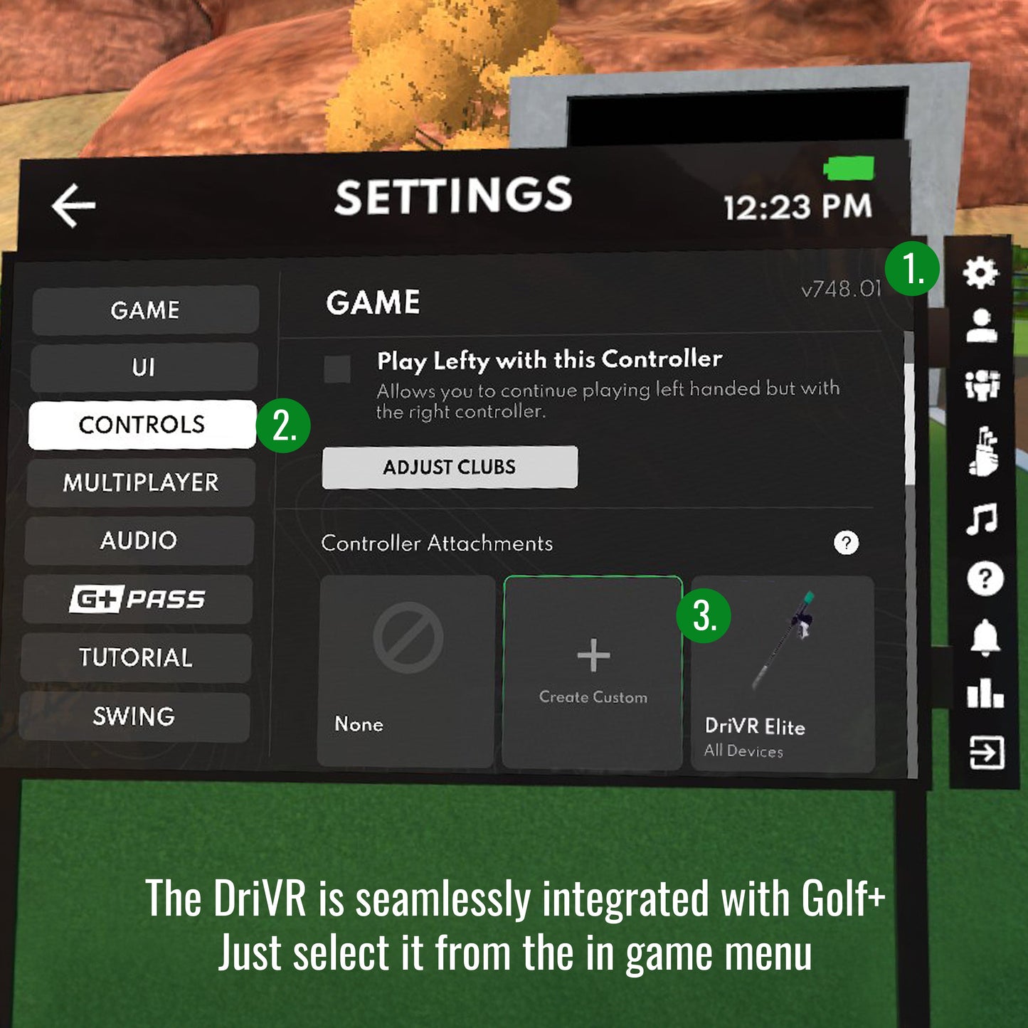 DriVR Elite - Adjustable VR Weighted Golf Club Handle Accessory