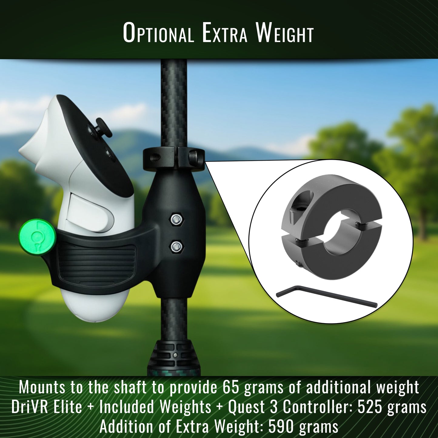 DriVR Elite - Adjustable VR Weighted Golf Club Handle Accessory